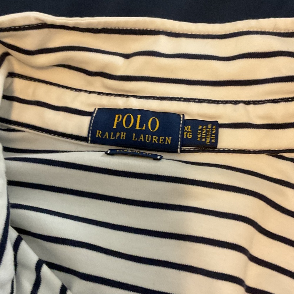 Ralph Lauren White and Navy Striped Polo